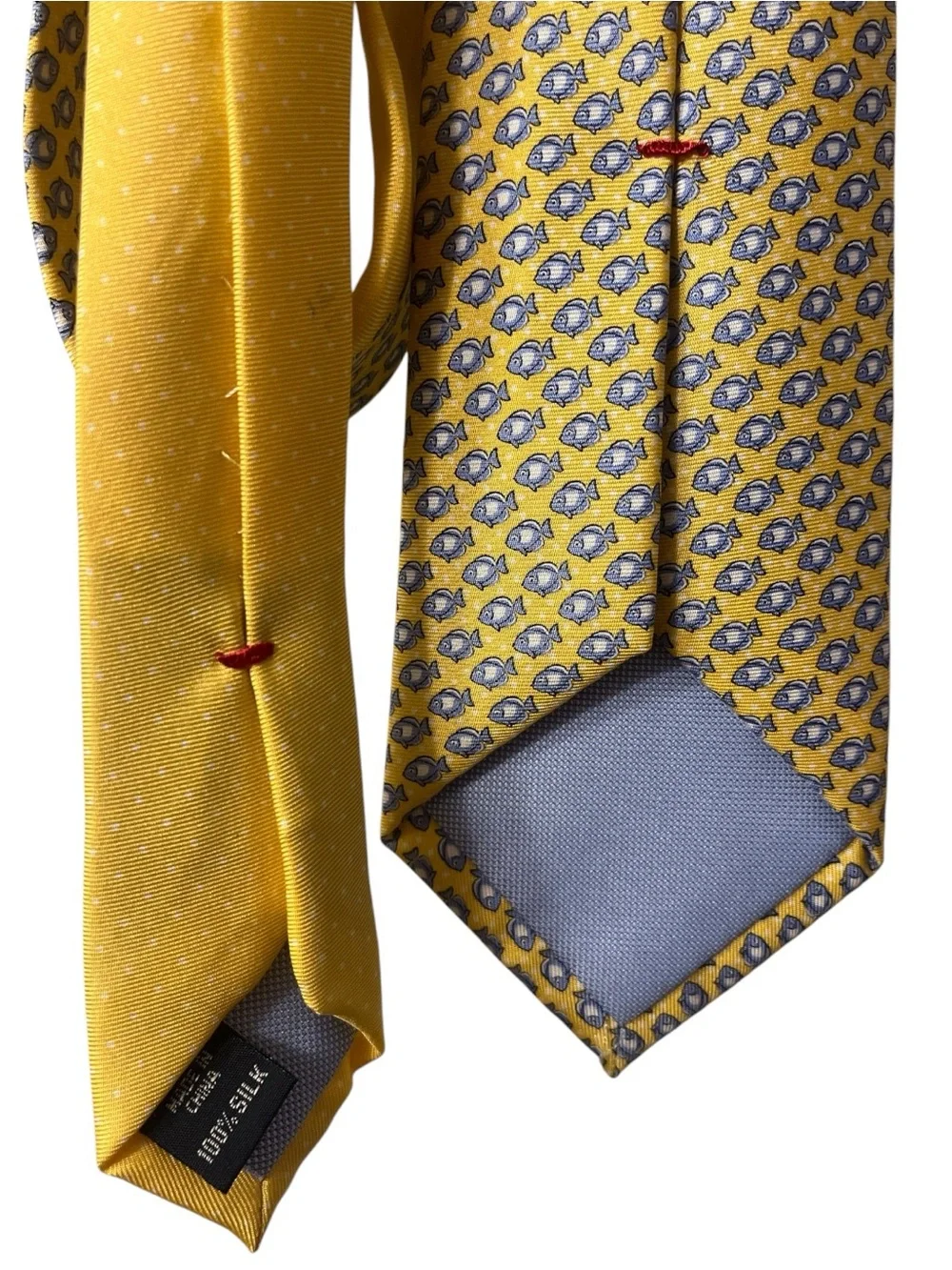 Tommy Hilfiger Yellow and Blue Fish Patterned Men's Tie